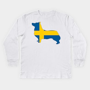 Swedish Vallhund Sweden Flag Filled Kids Long Sleeve T-Shirt